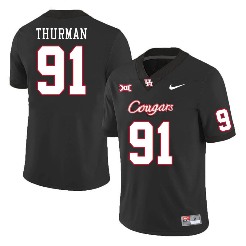 Houston Cougars #91 Nick Thurman College Football Jerseys Stitched Sale-Black